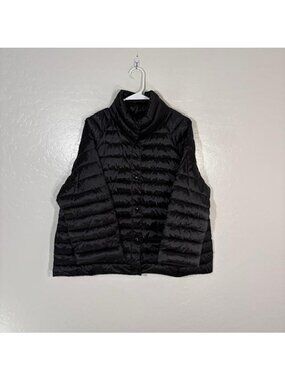 Pomander Place Jacket Womens XL Black Puffer Quilted Nylon Stand Collar